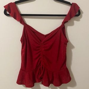 Lulu’s red scrunch top